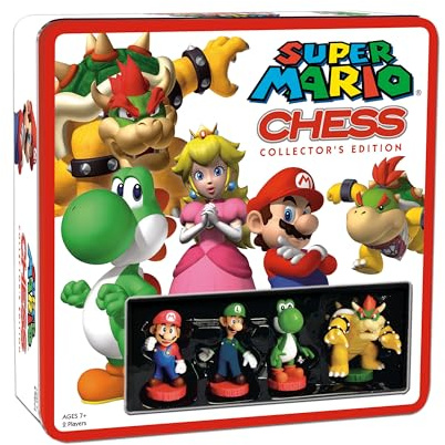 Super Mario Chess Set, 32 Custom Sculpt Game Pieces Including Iconic Characters: Mario, Luigi, Peach, Toad, Bowser, Super Mario Themed Chess Game