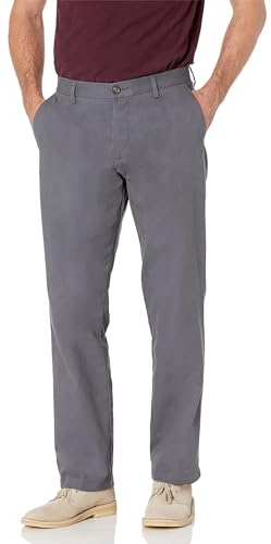 Amazon Essentials Men's Classic-Fit Wrinkle-Resistant Flat-Front Chino Trouser (Available in Big and Tall), Charcoal, 42W / 29L