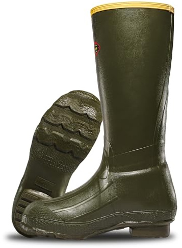 LaCrosse Burly Rubber Hunting & Work Boots for Men - Waterproof ZXT Rubber with Foam Insulation, Top Strap, EVA Footbed, and Slip-Resistant Outsole, OD Green - 10