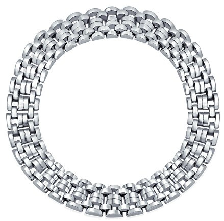 Bling Jewelry Collana Girocollo Con Catena A Maglie Larghe Tradizionali A Pantera Per Donna In Ottone Massiccio Placcato Argento 18 Pollici