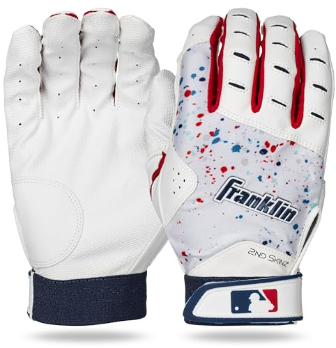 Franklin Sports MLB 2nd Skinz - Paio di guanti da battuta in pelle per baseball e softball, per ragazzi, USA, L