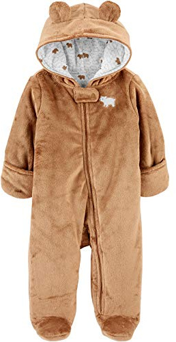 Simple Joys By Carter's Unisex Baby Fleece Footed Jumpsuit Pram Snowsuit, Brown Bear, 6-9 Months US