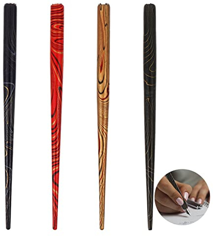 4 Stück kalligraphie federhalter holz, Vintage Füllfederhalter Stifthalter, Halter Farbfüllfederhalter, Kalligraphie Stift Set Holz Füllfederhalter für Kalligraphie, Zeichnung, Künstlerbedarf