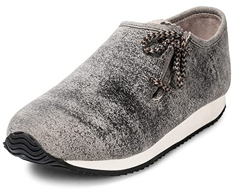 PAULGOS Herren Sneaker Echtes Leder Freizeitschuhe Optik Trachtenschuhe Haferlschuhe Haferl in 3 Farben Gr. 39-47 (Mitternachtsgrau, 44)