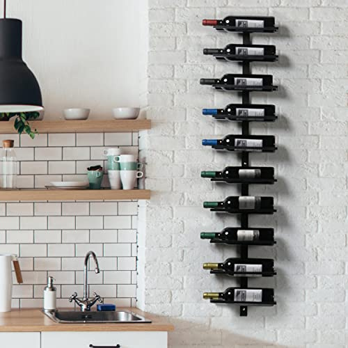 Yaheetech Portabottiglie Vino da Parete Scaffale Metallo Porta Vino 10 Bottiglie 126 cm Mobile Esposizione Vino