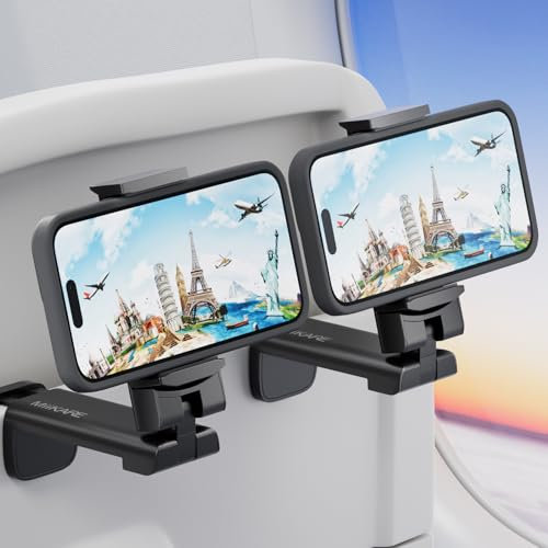 MiiKARE 2PCS Handyhalterung Flugzeug, faltbar 360°Handy Ständer, Verstellbare Klemme für Flugzeughalterung, Smartphone Halterung Kompatibel mit i'Phone13/12 Pro Android für Flugzeug, Küche, Büro