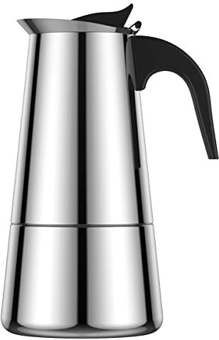 miuline Espresso Maker Stainless Steel Stovetop Moka Pot 200ml/4 Cup Portable Coffee Maker Suitable for Induction Cookers Home Camping