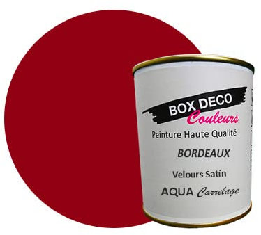 BOX DECO COLORES Pintura de azulejos y loza de pared a base de laca de poliuretano monocomponente con aspecto aterciopelado Aqua azulejos – 750 ml / 7,5 m², burdeos