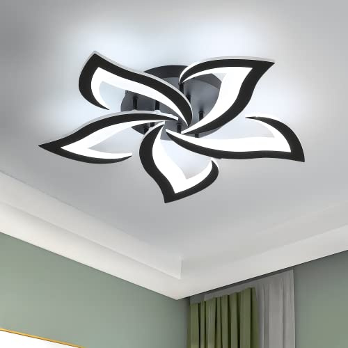 Comely 60W Plafon LED Techo, Negro 5 Cabezas Lamparas de Techo Moderna, 7200LM Luces de Techo Diseño de Cola de Milano para Dormitorio, Salón, Comedor, Pasillo, φ 60cm, Blanco Frío 6500K