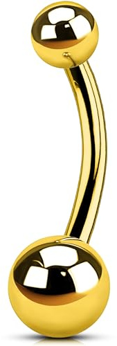 OUFER Body Piercing 14G Titanium Internally Belly Button Bars Gold Navel Piercing 10/12/14/16mm Belly Bar Piercing Jewellery Navel Bar Belly Button Ring