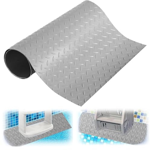 XIZAO Swimming Pool Ladder Mat 35.6 x 15.7 Non-Slip Pool Ladder Pad Protective Pool Step Mat with Texture for Above Ground Inground Pools Liner Stairs, Gray