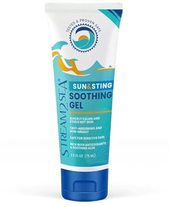 STREAM 2 SEA After Sun and Sting Relief Aloe Vera Soothing Gel For Sensitive Skin, 75 ml Paraben Free Cooling Gel For Sting, Bug Bites and Sunburn Relief With Aloe Vera and Green Tea