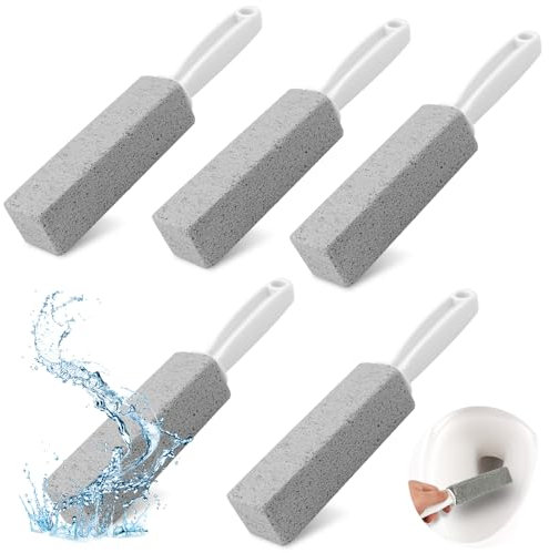 Scettar 5 Pezzi Pietra Pomice per WC, Pietra Pomice Pulizia con Manico, Bastone Pomice Pulitore per Bagno, WC, Cucina, Lavello, Piscina, Cura dei Piedi, Pulisci le Macchie Profonde