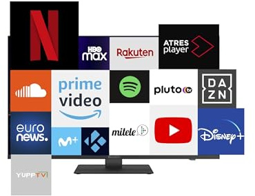 BLUGY Televisión Smart 32 LED HD, Alimentación 12V, 1920x1080 píxeles, Travel TV Ideal para vehículos, caravanas, Camiones, Barco, Altavoz Integrado Disney+ Netflix Youtube