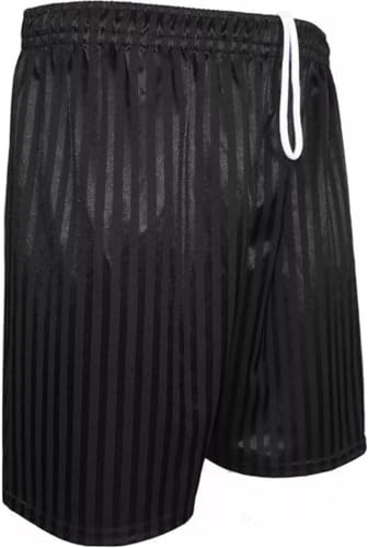 22YardsPro Boys Girls & Adults Shadow Stripe School Sports Football Rugby PE Shorts UK (Black, 15-16 Years)