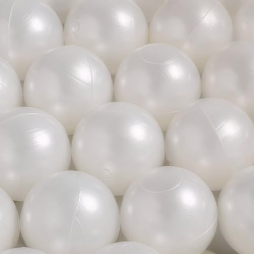 MISIOO Lot de 50 balles pour Piscine à balles - 6 cm - en Plastique sûr et Non Toxique - Résistantes à l'écrasement - Couleur Perle - Parfait pour Un Plaisir de Jeu sûr - Idéal pour Une Chambre