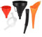 3 Stück Einfülltrichter Flexibles Kunststoff Trichter Set mit langem Auslauf & Schlauch, Universal Öl Benzin Kraftstofftrichter für Auto Motorrad Rot/Orange/Schwarz