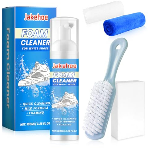 flintronic 100ML Kit Limpieza Zapatillas, Limpiador Profesional, Limpiador en Espuma con Cepillo y Toalla de Microfibra, para Piel, Ante, Nubuck,Textil, Goma, Plástico, Secado Rápido, Sin Agua