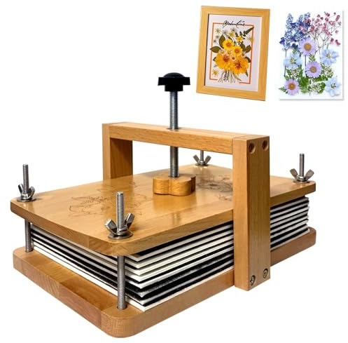Gkesgm Large Flower Press Kit - 8 Layers 11 x 7.08 Beechwood Flower Pressing kit with Storage Bags,Dried Flower Plant for DIY Art & Crafts Gift for Craft Lovers