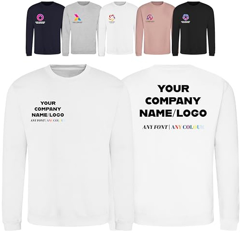 Varsany Personalised Mens Womens & Kids Sweatshirt UK - Customise With Any Text And Photo, Long-Lasting Print White