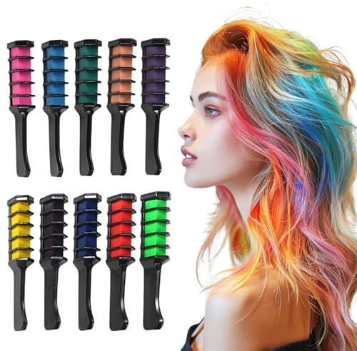 Set di 10 Gessetti per Capelli Colorati e Lavabili per Bambini, Alternativa Naturale a Spray e Lacca Colorata, Ideale per Feste e Carnevale, Colore Viola Incluso, Non Tossico