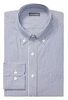 Van Heusen Men's Pinpoint Regular Fit Stripe Button Down Collar Dress Shirt Shirt, Ocean, 17 Neck 34-35 Sleeve