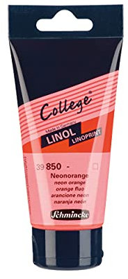 Schmincke - College Linol, Künstler-Linoldruck-Farben, Neonorange in 75 ml-Tube, 39850013, geruchsarme Linoldruckfarbe auf Wasserbasis, lichtecht, gleichmäßiger Druck