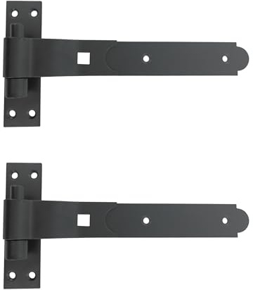 Merriway BH06850 (2 st) grindgångjärn kraftiga krok och band vevad hals svart 250 mm (10 tum) - paket med 2 stycken
