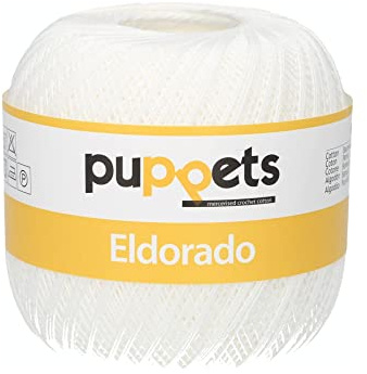 Puppets Eldorado, styrka: 12, form: 100 g, löplängd: 570 m, 7001 virkgarn