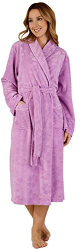 Slenderella Ladies Shawl Collar Floral Embossed Gown HC3307 Lilac 2XL