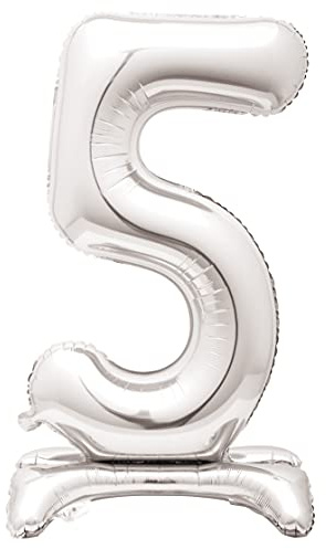 Majestic Silver 5 - Shaped Foil Balloon (76cm) - Elegant & Standalone Party Decor- Perfect for Milestone Celebrations - 1 Pc