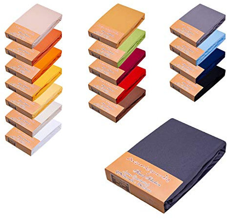 AVANTGARDE Premium SPANNBETTLAKEN √ 180x200cm - 200x220cm √ hoher 40cm Steg √ auch für Wasserbett und Boxspringbett √ Spannbetttücher sehr Gute 195g/m² √ 97% Baumwolle / 3% Elasthan √ (dunkelgrau)