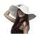 QUUPY Damen Strohhut mit breiter Krempe, UPF 50, faltbar, aufrollbar, Strandhut, Sonnenhut, Strohhhut, Schwarz
