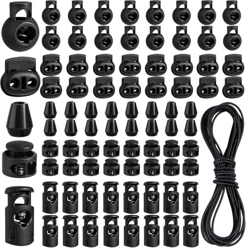 REJOECE 80Pcs Toggles for Drawstrings, Cord locks, Drawstring toggle for Cord, Spring Toggle, Coat-Toggles for Luggage, Lanyard, Clothing, DIY Projects, Backpack, Sportswear, Shoelaces