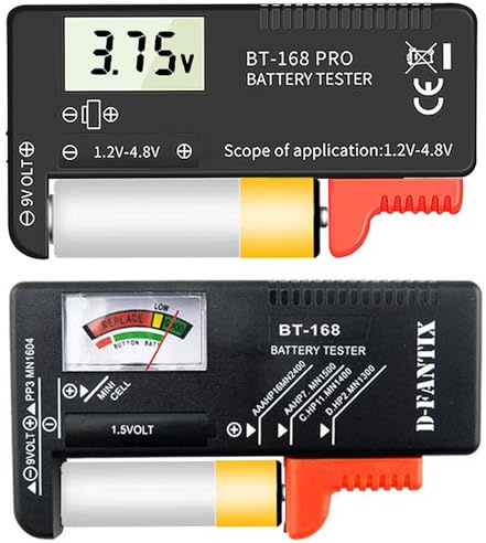 2PCS Battery Tester Checker Digital LCD Universal Battery Tester Monitor for AA AAA C D 9V 1.5V 1.2~4.8V Batteries Household Battery Testers Power Meter