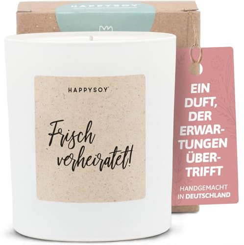 Geschenke zur Hochzeit - Duftkerze mit Spruch - Hochzeitsgeschenk, Hochzeitskerze, Kreatives Geschenk, Liebe - Handgemachte Kerze - Sojawachs - Weiß