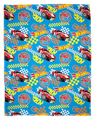 Character World Official Hot Wheels Fleece Blanket | Super Soft Warm Blue Throw, Flame Design | Perfect For The Bedroom, Camping & Sleepovers 100 x 150cm