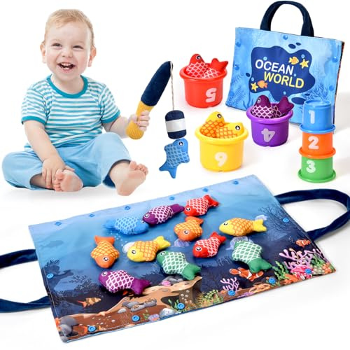 Tokiyis Juguetes Niños 1 2 3 Año,Montessori Sensoriales Educativos Juguete para Bebe 6-12-18 Meses, un Juego de Pescador, Juguete de Habilidades motoras para 1 2 3 Años Regalo de Cumpleaños Navidad
