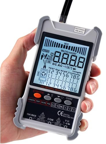 Network Cable Tester Multifunction Wire Tracker Network Cable Length Short Circuit Open Circuit Test POE Test LCD Display Adjustable Sensitivity with Flashlight (ET618)