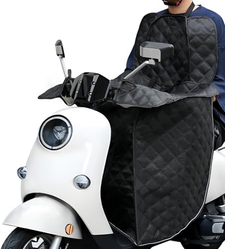 Favoto Housse de Jambes de Scooter d'hiver - Couverture pour Scooter Universelle avec Pochette pour Téléphone Bande Réfléchissante Protection pour Véhicules à Deux Roues à Pédales Noir