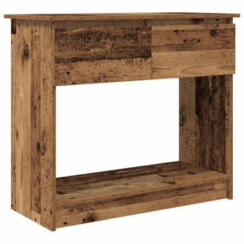 vidaXL console table with drawers - old wood engineered - 85.5x38.5x74.5cm - entryway organizer/living room display - modern style durable & stable