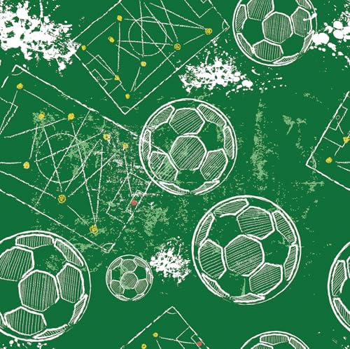 ReWallpaper Papel Adhesivo para Muebles Verde Papel Pintado Pared De Futbol Niño Decorativos Papeles para Forrar Armarios Puertas 44.5CMx3M Rollo Vinilo Autoadhesivo Infantil Verde Removible