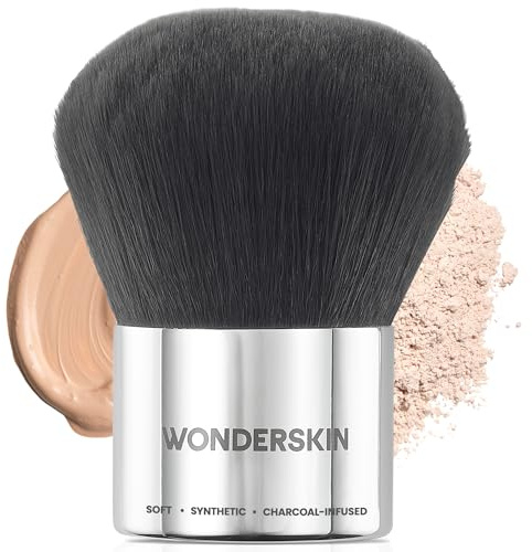Wonderskin Kabuki-Pinsel – Bronzer-Pinsel mit runder Spitze für Gesicht und Körper – Ultraweiche Borsten für flüssige, gepresste oder lose Grundierung oder Fixierpuder-Make-up