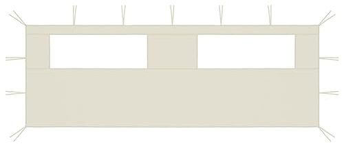 Pavillon Seitenwand mit Fenstern 6x2m Creme
