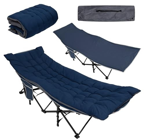 Milestone Folding Camping Bed with Detachable Sleeping Pad/Portable Camp Cot/Ideal for Tent, Travel, Festivals, Spare Bed for Guests / 150kg Max Weight / 190cm x 69cm x 53cm
