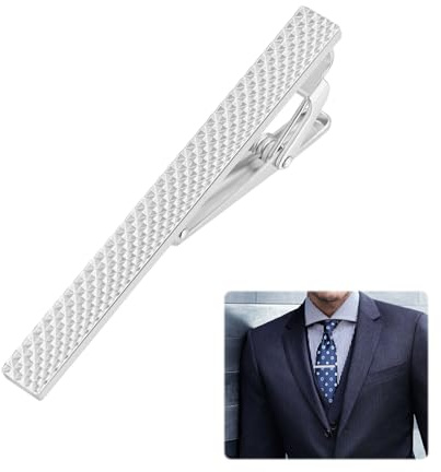 Men's Tie Clip,Elegant Tie Clip for Men,Stainless Steel Silver Tie Bar for Business/Wedding,Elegant Necktie Pinch Clips for Dad/Boyfriend,for Graduation & Father's Day Gift,Etc