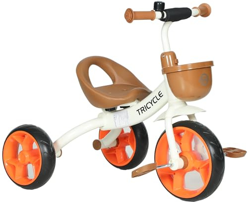 AIYAPLAY Kids Trike for Ages 2-5 Years, Toddler Tricycle with Front Basket and EVA Wheels, Indoor & Outdoor Use, for Boys and Girls, Orange