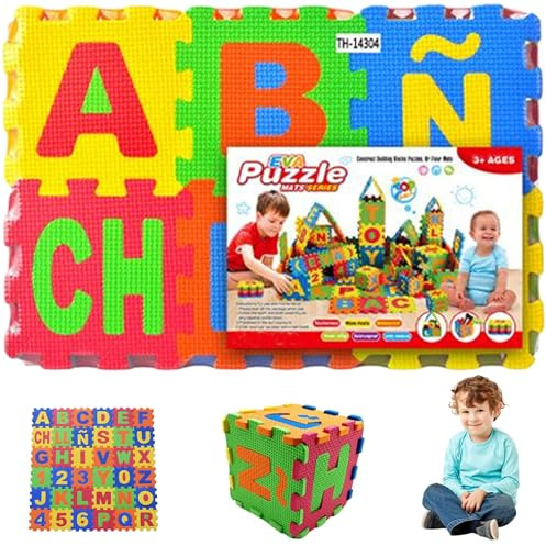 Jorzer 36 Tiles Puzzle Carpet, 31x31 EVA Foam Baby Mat for Floor Interlocking Spanish Alphabet Foam Puzzles Mat for Play & Exercise Play for Babies and Toddler, Random Color.Toys And Games
