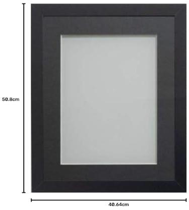Frame Company Allington Black 20x16 Frame with Grey Mount for A3 | Fits a A3 image with mount or a 20x16 image without mount, Frame size 20x16, Overall approx 21.6x17.6, Real Glass Front