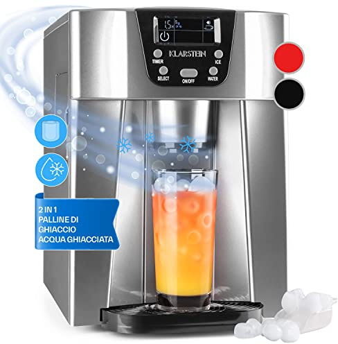 Klarstein Macchina per Ghiaccio, Macchina da Ghiaccio 2L Serbatoio, Eroga 12kg a Cubetti per Cucina e Bevande
